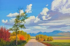 Aspen by an October Road 2021 Oil on linen 14x20